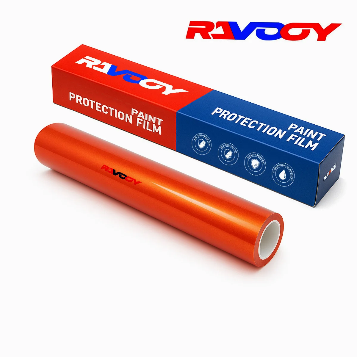 

High Quality Glossy Metallic Bright Orange Vinyl Wrap Film Self-Adhesive Auto Tuning Stickers Durable Paint protective film