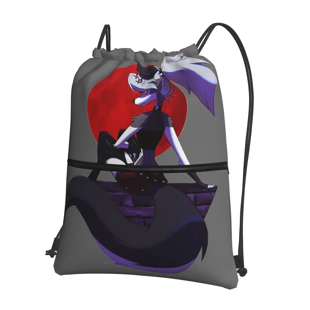 

Helluva Boss Loona Portable Backpacks Drawstring Bag Casual Drawstring Bundle Pocket Sundries Bags For Travel Sport Man Woman