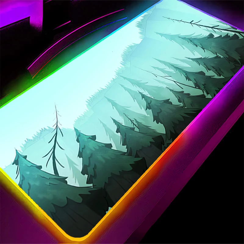 Computer Backlight Muismat RGB Gravity Falls Gaming MousePad Grote LED Mini Pc Gamer toetsenbord pad XXL PC Bureaumat tapis souris