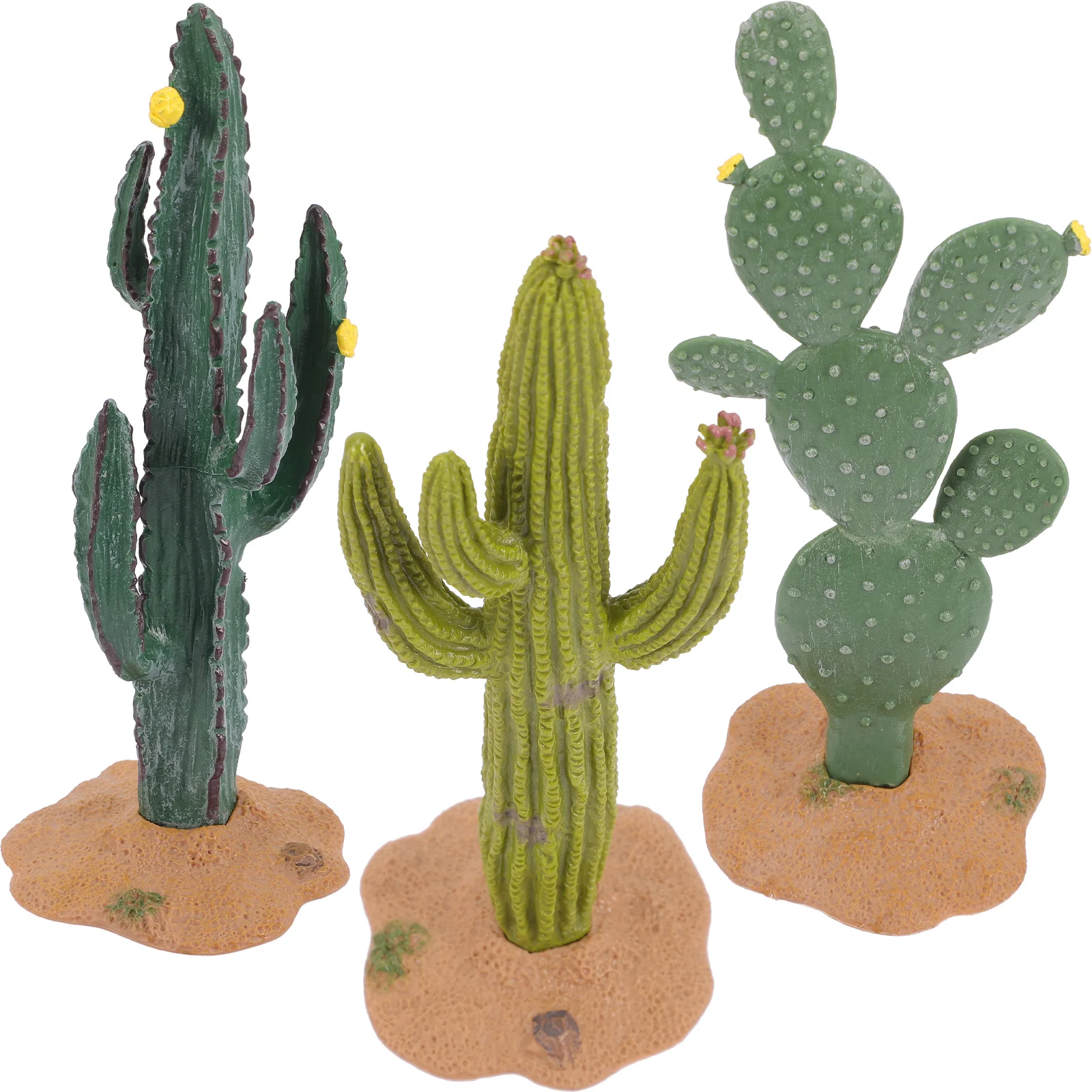 3 Pcs Simulated Cactus Decoration Craft Micro Landscape Ornament Terrarium Plants Model Miniature Figurines Pvc Statue Child