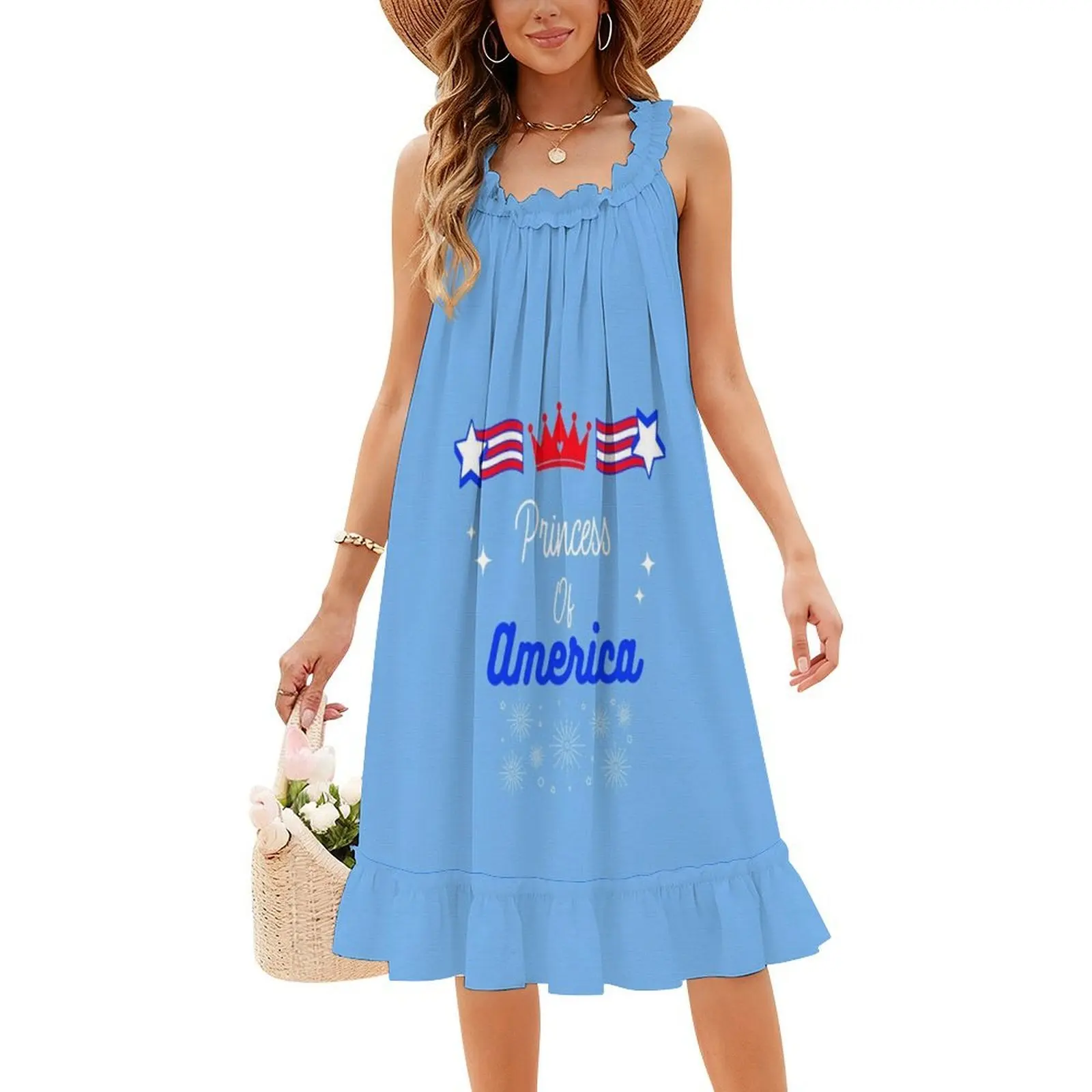 الرابع من يوليو-أمريكا تي شيرت بوهو شيك فستان أنيق موضة الشاطئ حفل زفاف ثوب 4th من يوليو الفتيات الأميرة متعة #4