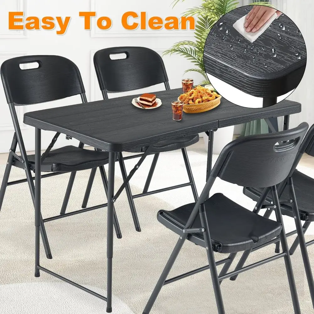 Compact Adjustable Height Folding Table - Portable, Durable HDPE & Steel, Suitable for Indoor/Outdoor, Lightweight, Multi-Purpos