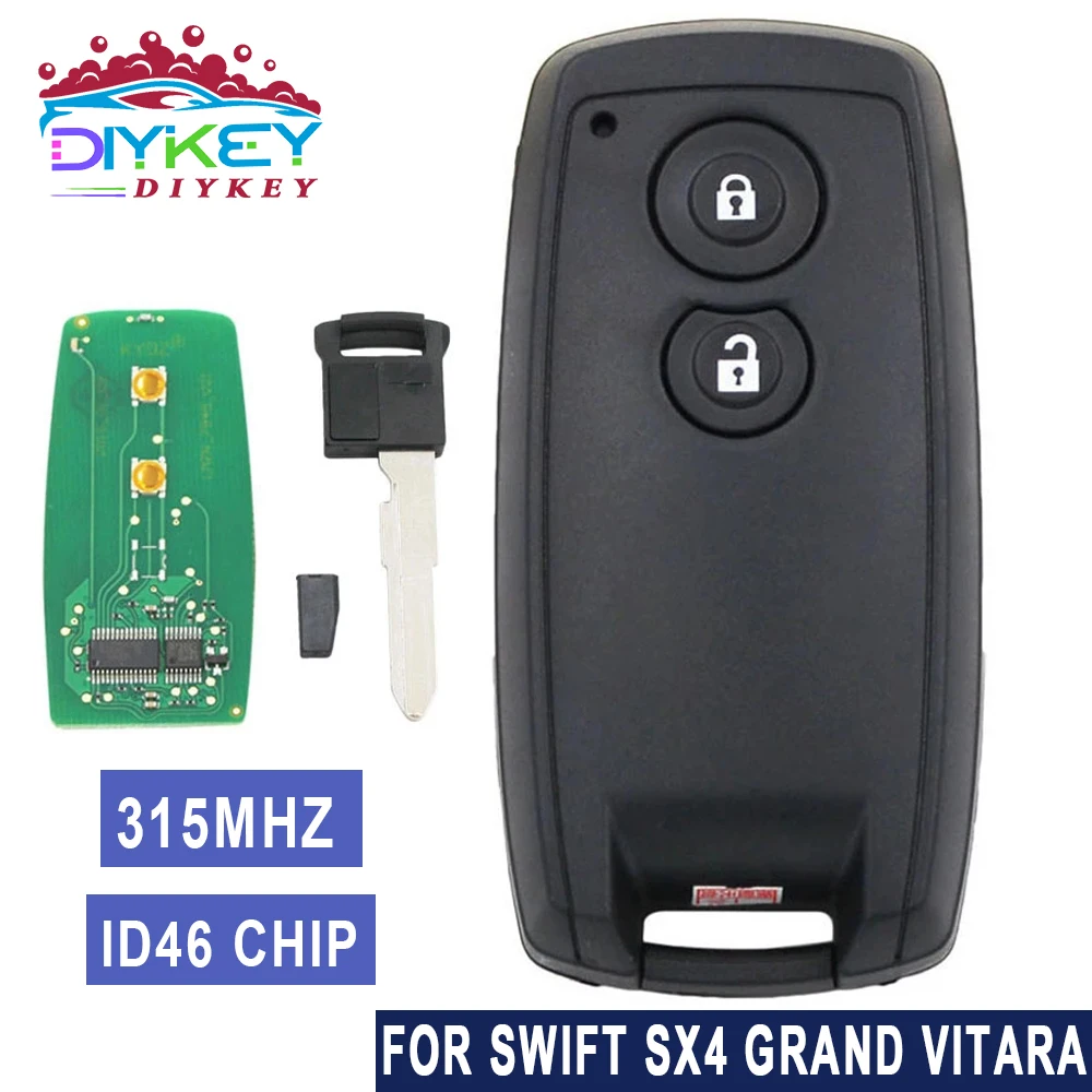 

DIYKEY 2 Buttons 315MHz ID46 Chip For Suzuki SX4 Grand Vitara 2007-2013 Swift 2005-2011 Smart Remote Key Fob KBRTS003 TS006