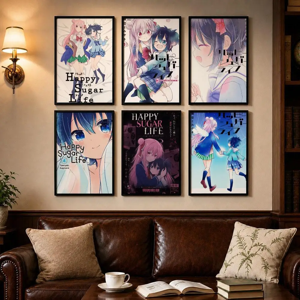 Ultra Anime H-Happy Sugar LifeS Poster Self-adhesive Art Poster Decoracion Painting Wall Art White Kraft Paper Home Decor