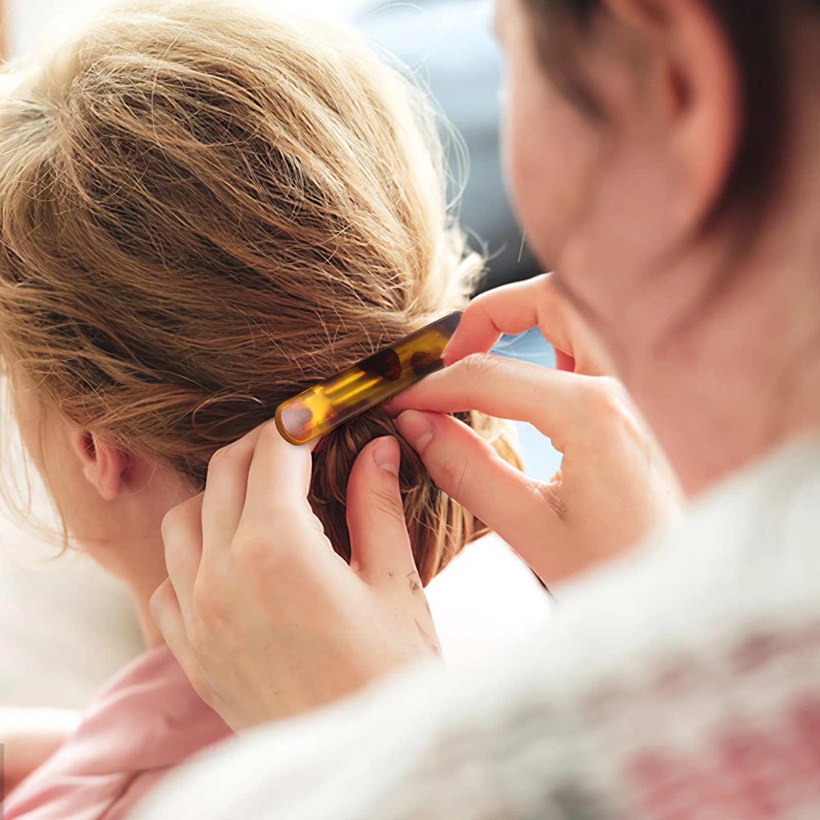 

3pcs Fashion Resin Stainless Steel Snap Barrettes Women Styling Flat Metal Hair Spring Clips Ponytail Holder Decorative Side