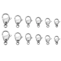 50pcs Stainless Steel Lobster Clasps Hooks for Necklace Bracelet Chains DIY Fashion Jewelry Making Findings Supplies 10mm/12mm