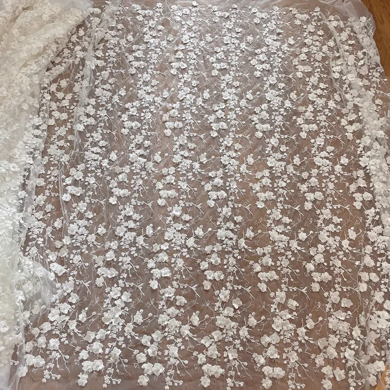 

Beaded Bridal Lace Fabric, Exquisite Applique, Handmade, DIY, White, Decorative, Wedding Background Decoration Accessories