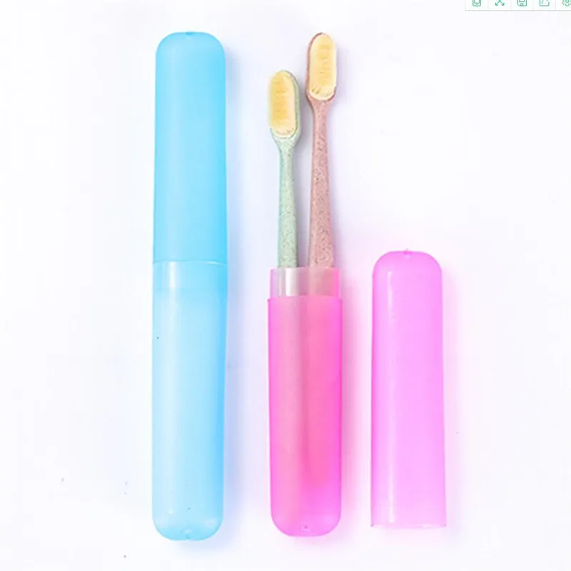 Simple Home Colorful Candy Color Transparent Toothbrush Bucket Toothbrush Storage Box Toothbridge Box Portable Wheat Straw Box - Detail 1