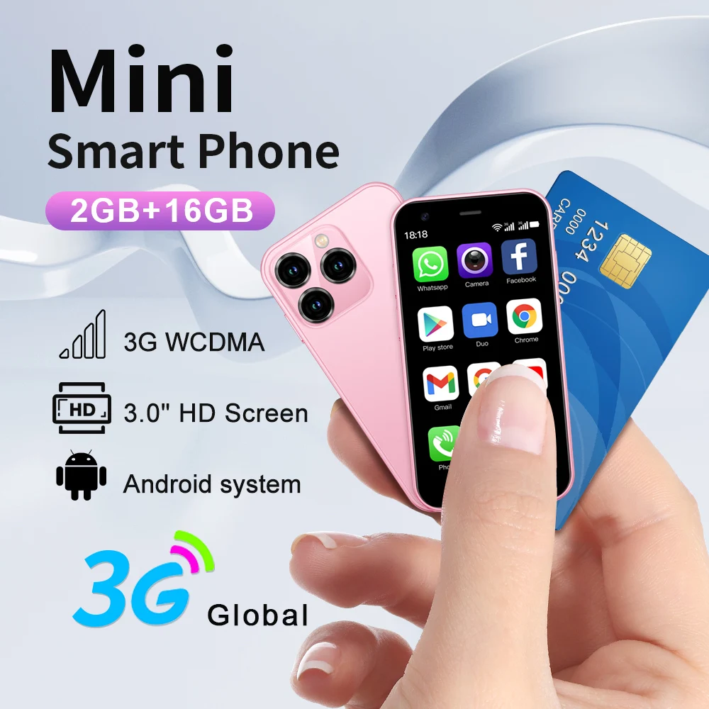 SERVO 15SE Mini Pocket Smartphone Dual SIM 3.0Inch Screen WIFI GPS Android System 1000mAh MP3 Small Portable Mobile Phone Type-C