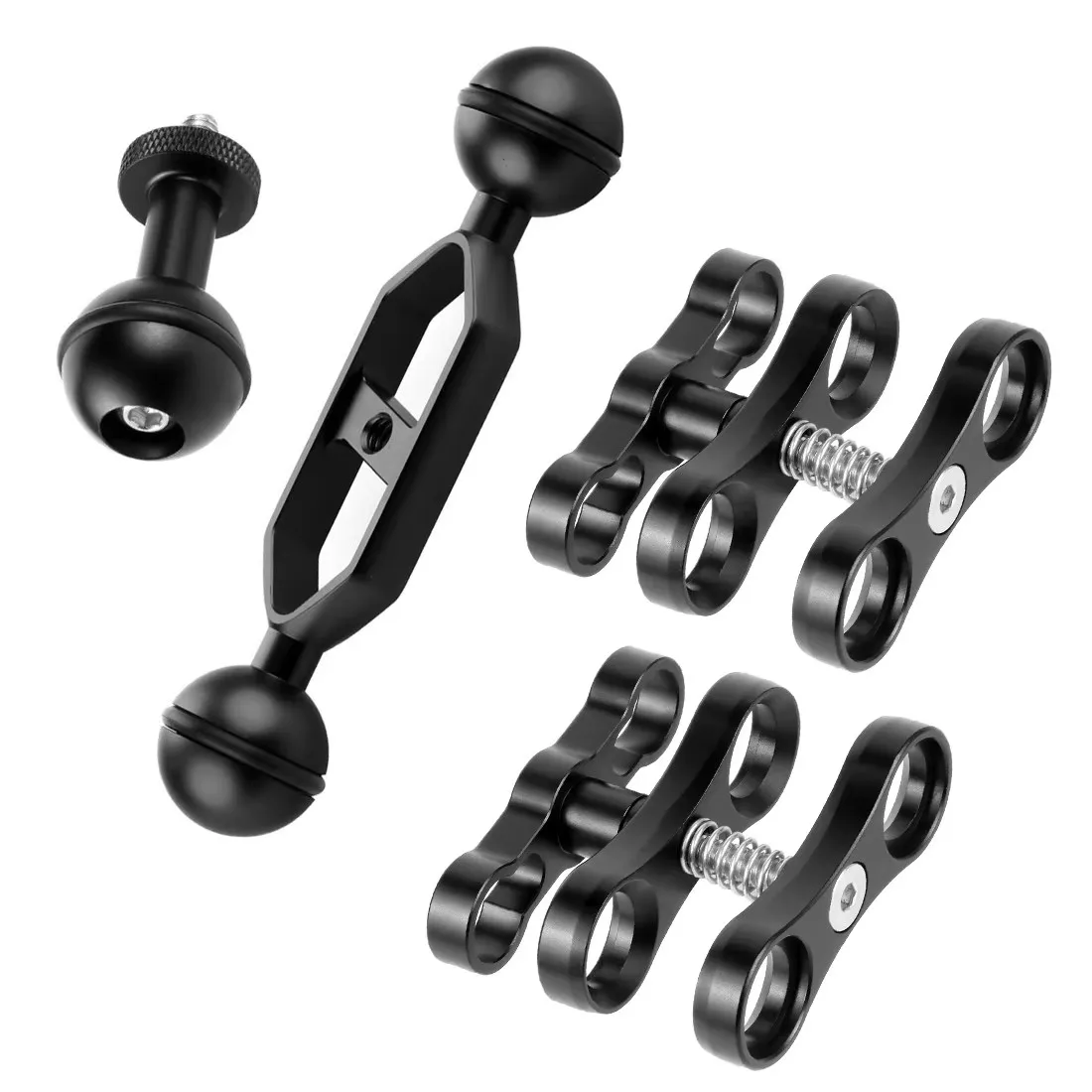 Aluminium Scuba Tauchen Licht Arm Taschenlampe Halter Dual Ball Kopf Klemme Schmetterling Clip Halterung Unterwasser Fotografie Verlängerung Halterung
