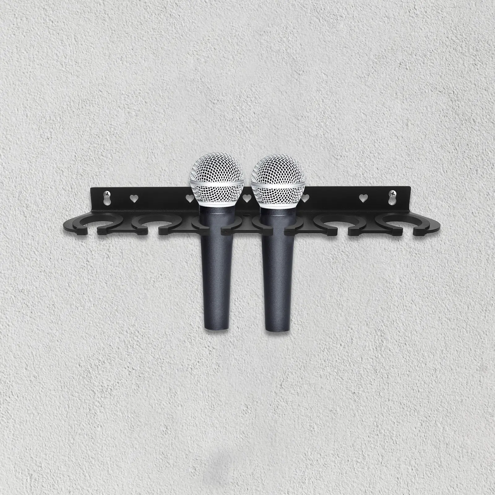 

Six Holes Mic Wall Mount Bracket Stable Microphone Holder for Wired Wireless Mic Studio Home Party Microphone Storage Wall Rack