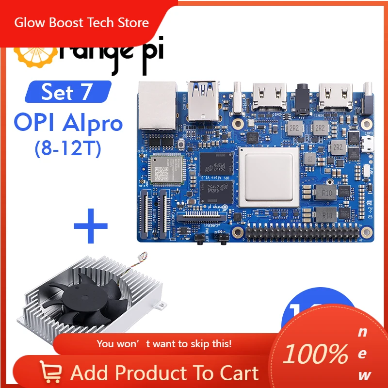 

NYOrange Pi AIpro 16G+Cooling Fan, 8-12 Tops Ascend AI Computing Power Processor WiFi+BT Mini PC Single Development Board Comput