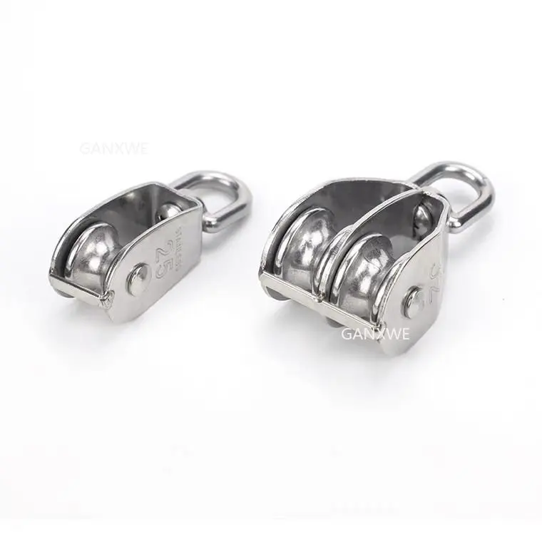 Hanging Wire Towing Lifting Rope Wheel Marine Boat Pulley Blocks for Kayak Cable Single Pulley Block Stainless Steel