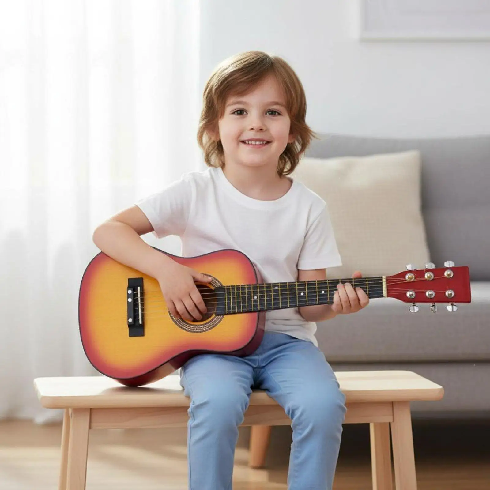 Kids Play Guitar for Beginners 23 Inch Wooden Toy Musical Instrument with Realistic Design for Boys Girls Teenagers Gift