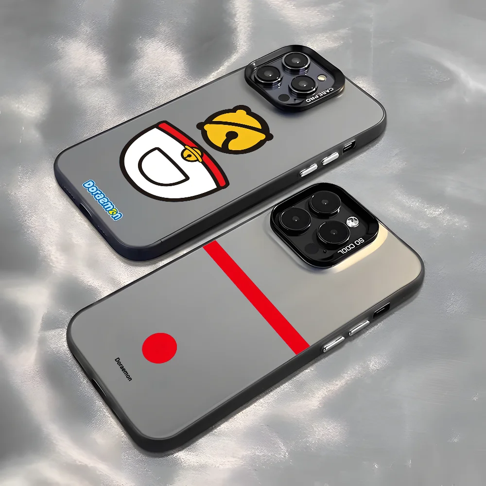 

Cartoon D-DoRaEmOnES Cute Phone Case For IPhone 16 15 14 13 12 11 Pro Max Black Matte Multicolor Laser Metallic Aurora Funda