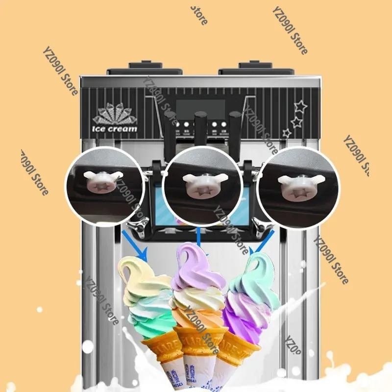 3 Flavors Desktop Soft Serve Ice Cream Maker Stainless Steel Automatic Commercial Gelato Machine