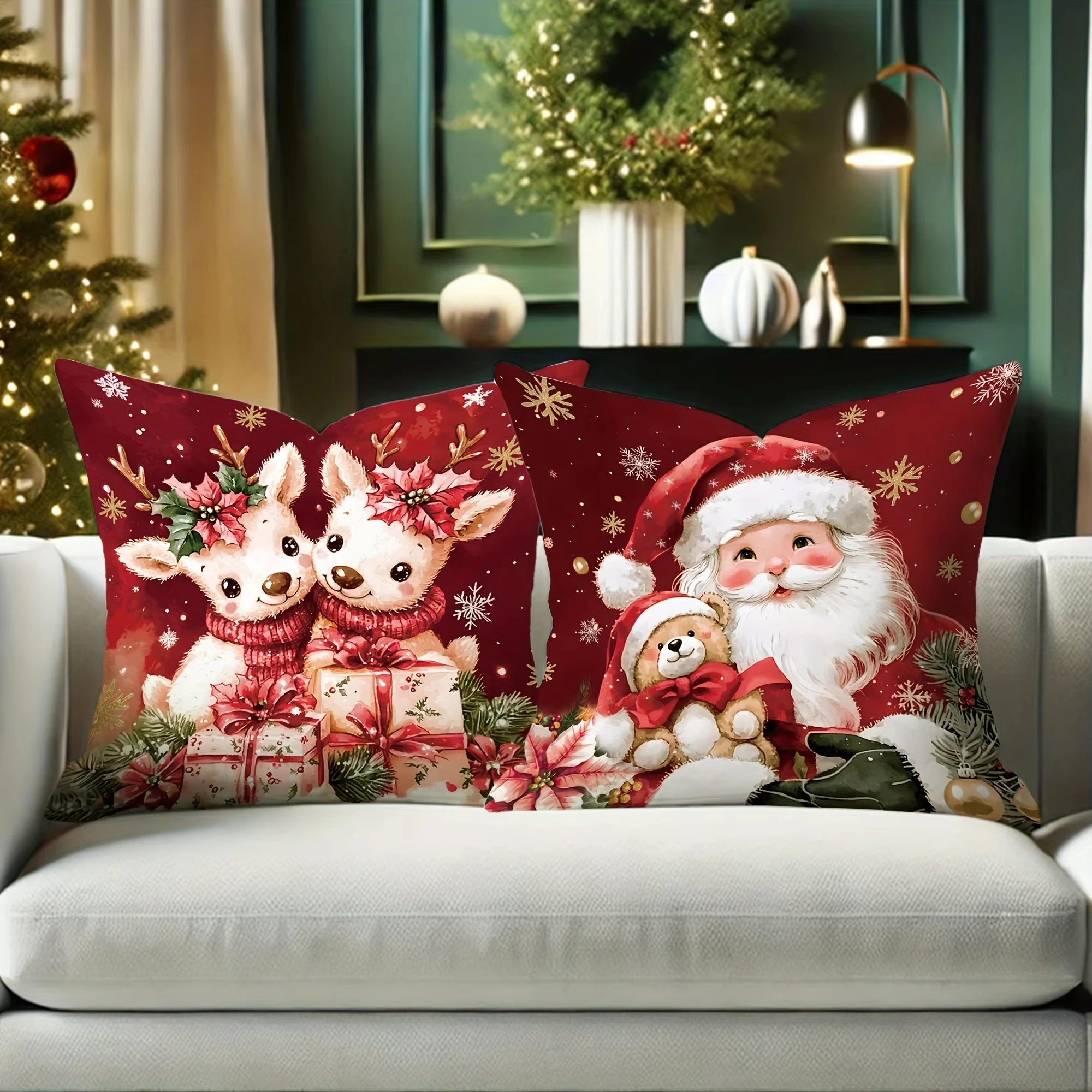 New Year Multi-size Santa Bear Cushion Cover Pillowcase Merry Christmas Decoration Cushion Pillow Cases For Home Xmas Ornament