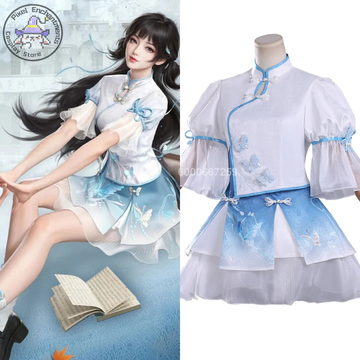 

Too Game Naraka: Bladepoint Cosplay Spring Overture Costume Anime Lan Meng Role Play Tradition Blue Dress Women Adult Comic Con