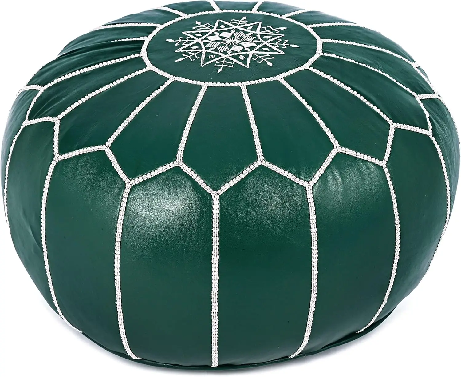 

Genuine Leather Round Pouf Unstuffed - Moroccan Ottoman Footstool, Footrest Cover - Boho Decor - Bohemian Living Room, Bedroom,