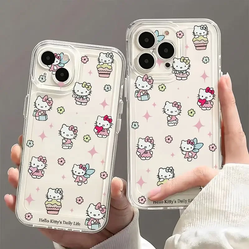 Sanrio Hello Kitty Kawaii Cupcake Phone Case For iPhone 15 14 13 12 11 Pro Max XR XS MAX 7 8 Plus Y2K Girl Anti Fall Back Cover