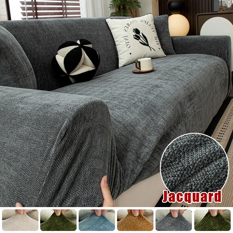Jacquard Stretch Sofa Cover Pet Friendly Anti Slip Thickened Furniture Protector for Living Room Sofas, 1/2/3 Seater Home Couch