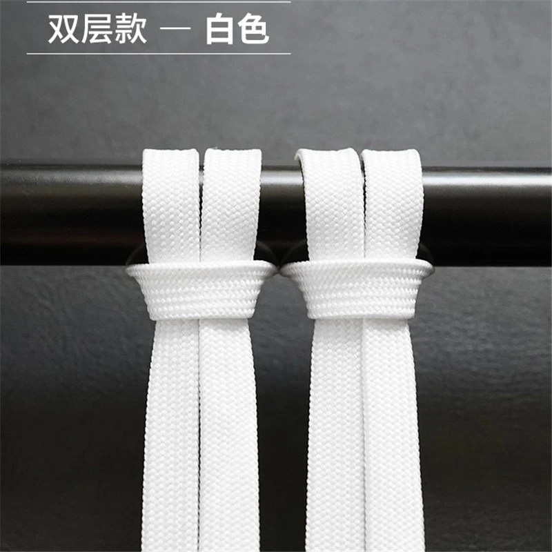 JOJOSEW Double Layer Black and White Casual Sneakers Flat Polyester White 1cm Width Laces
