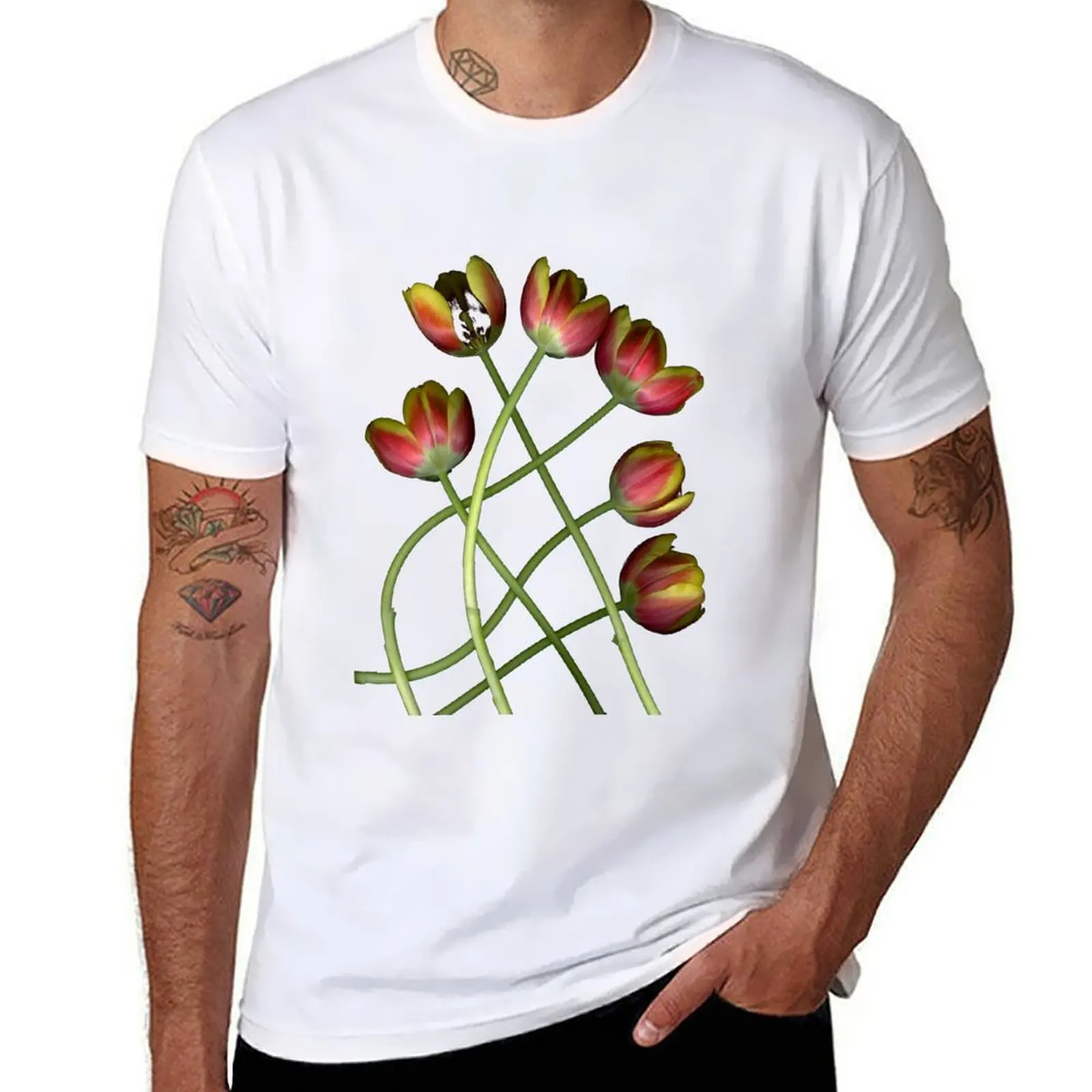 

Tulip Curves Dark Floral T-Shirt black cotton t-shirt plain for man package t shirt custom print T-Shirt