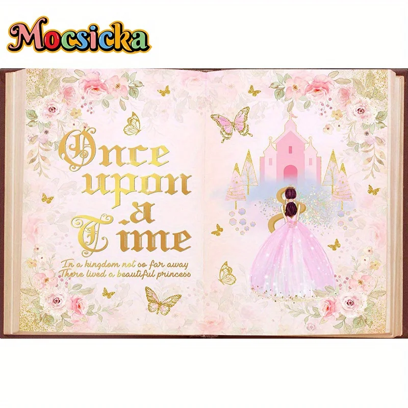 Pink Fairy Tale Book Bathing Party Decoration Castle Princess Romantic Story Book Bathing Party Banner Princess Birthday Wedding