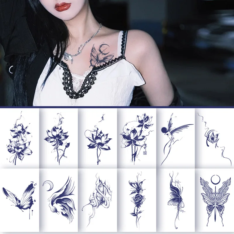 

Temporary Tattoos for Women,Butterfly Flower Tattoo Stickers,Waterproof Long-Lasting 15 Days,Semi-Permanent Fake Tattoo
