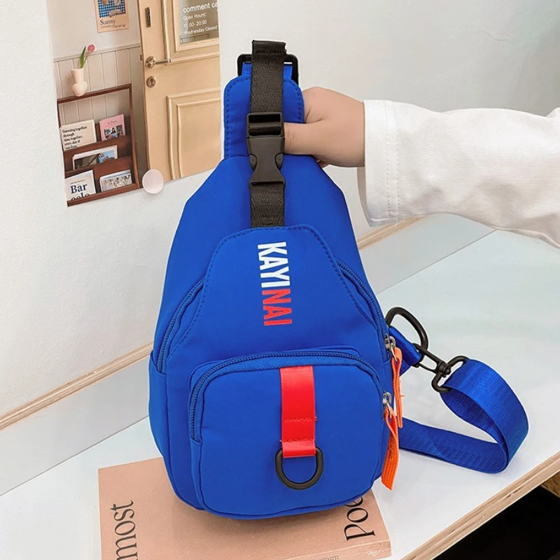 

Детские нейлоновые нагрудные сумки с буквенным принтом для мальчиков, портативная дорожная крутая детская сумка через плечо, сумка через плечо контрастного цвета, сумка на молнии