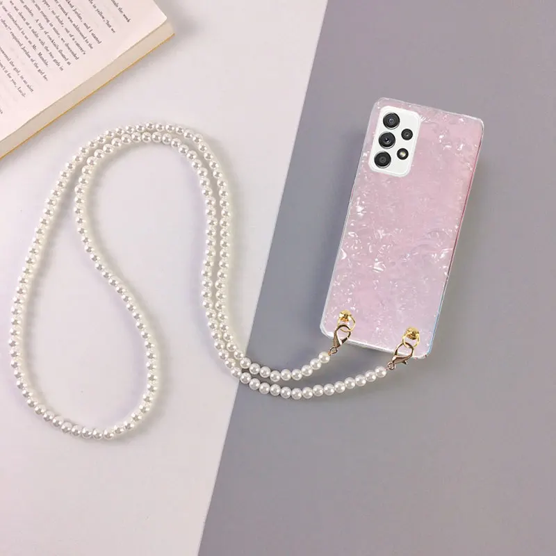 A52S Crossbody Pearl Lanyard Phone Case For Samsung Galaxy A52S S22 S21 Ultra Plus S20 FE Case A52 S A72 A13 5G Chain Cover