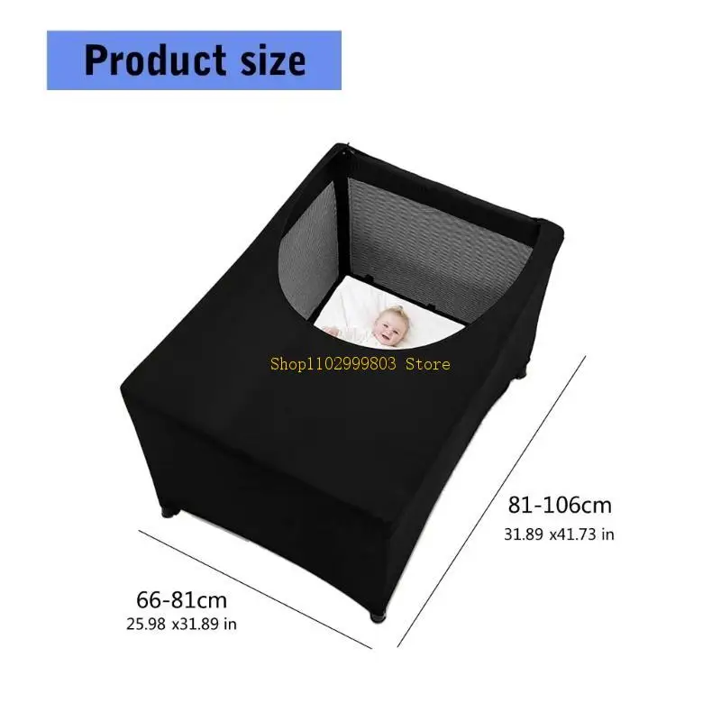 خيمة سرير أطفال خفيفة الوزن مع جيب جانبي لبيئة نوم مظلمة باللون الأسود J0MF