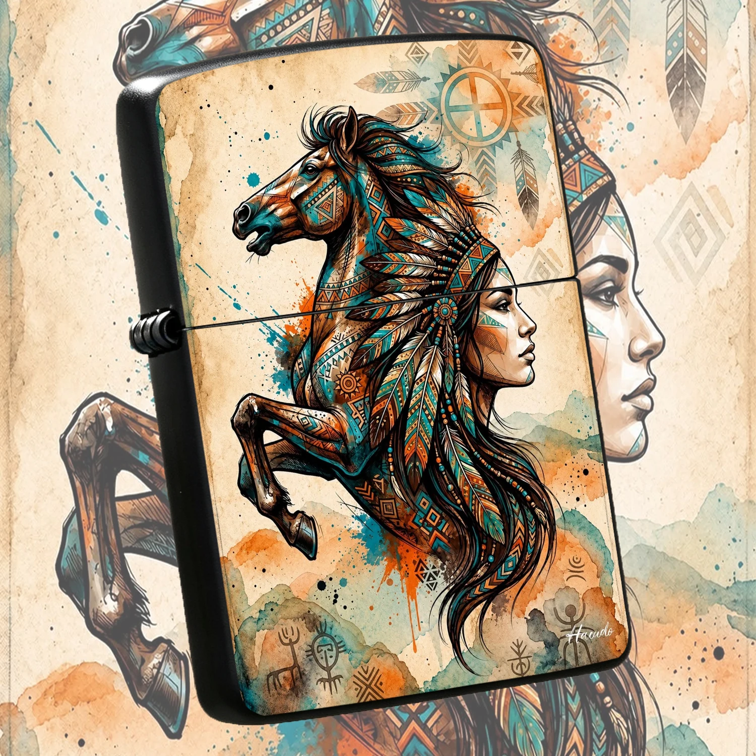 Vintage Tribal Art Horse Figure Decorative Lighter, Retro Inspired Aesthetic Accessory, Portable Daily Carry Item For Camping Gathering, Thoughtful Unique Gift For Art Lovers, Exquisite Collectible Decor Piece For All Occasions A Humorous A