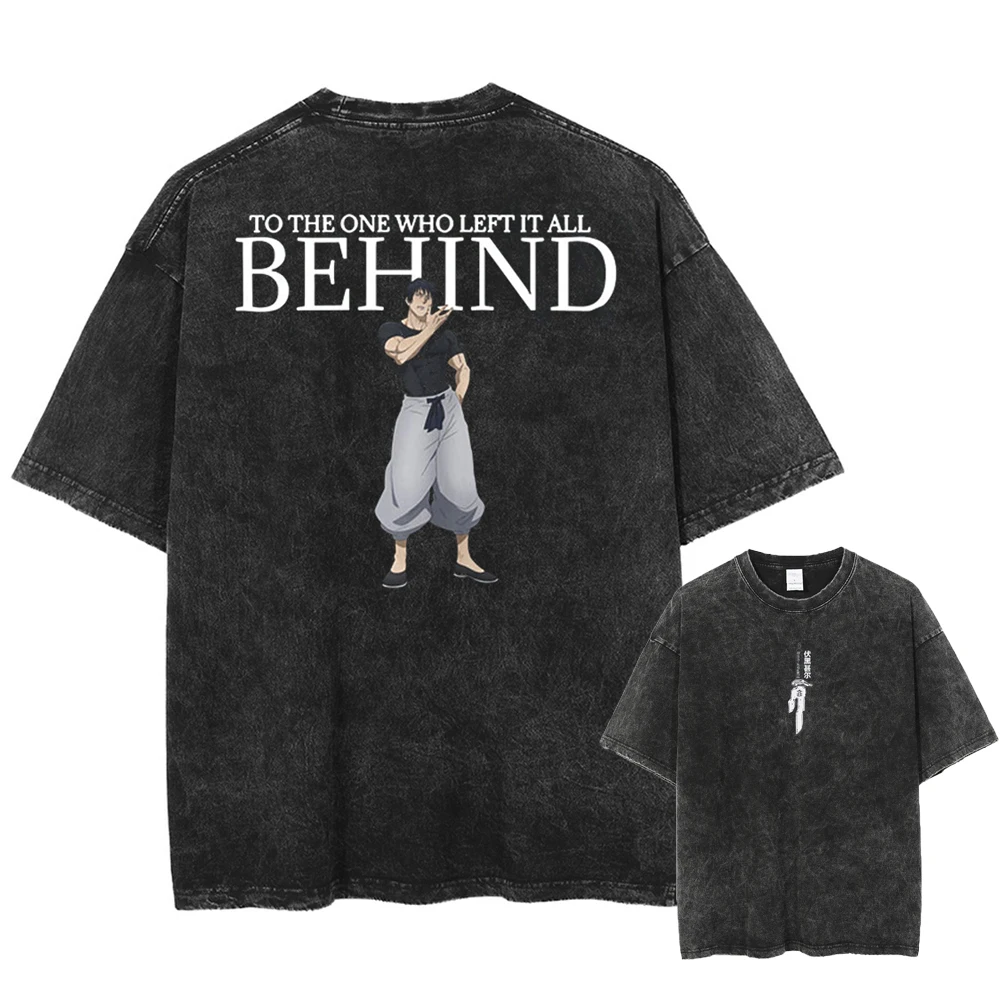 تيشيرت قطني مطبوع للنساء والرجال من أنيمي فوشيغورو تويجي ، تيشيرت مغسول كبير الحجم ، تيشيرت مانغا ، هاراجوكو ، جوجوتسو كايسن ، ذكر