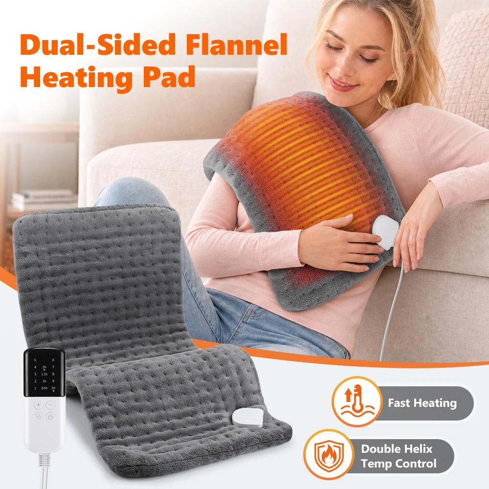 Flannel Heating Blanket Thermal Pads Electric Heated Mat 10 Heat Levels Smart Timer Winter Warmer Washable for Legs Abdomen
