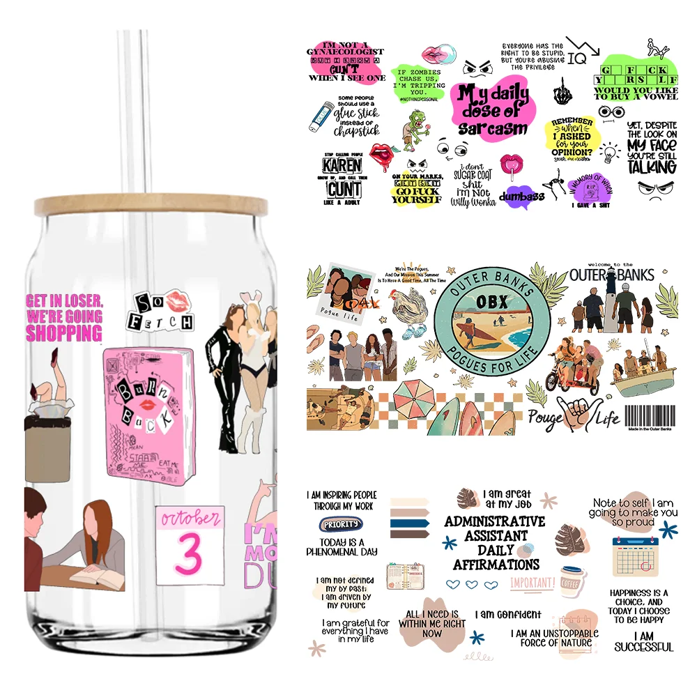 

Administrative Assistant Daily Affirmations UV DTF Sticker For 16OZ Libbey Glass Cup Can Wrap Transfer Sticker Custom DIY Logo