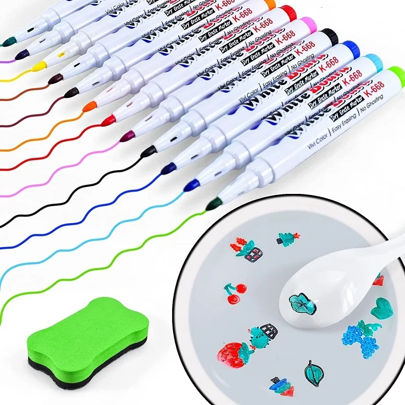 12 Colors Magic Doodle Drawing Pens, Doodle Water Floating Painting Marker Pens for 3-8 Year Old Kids Drawing Gift