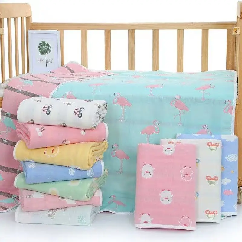 Newborn Blanket Cotton Gauze Soft Absorbent Kid's Bath Towel Absorbent Sweat Breathable Baby Sleeping Quilt Printed Baby Product