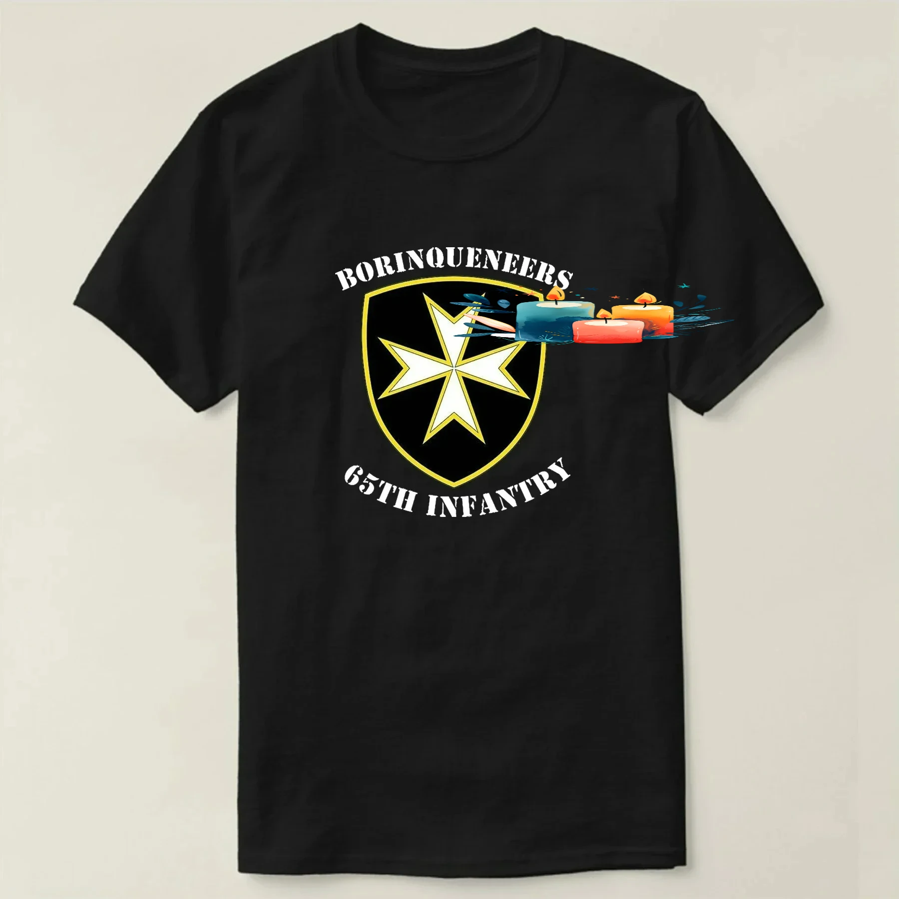 Borinqueneers 65th Infantry Insignia T Shirt. Short Sleeve 100% Cotton Casual T-shirts Loose Top Size S-3XL
