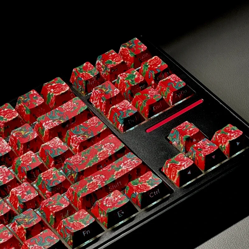 Extreme Tide Red Green keycaps custom PBT cherry profile key cap cute colorfull Anime point key cap gaming Mechanical Keyboard