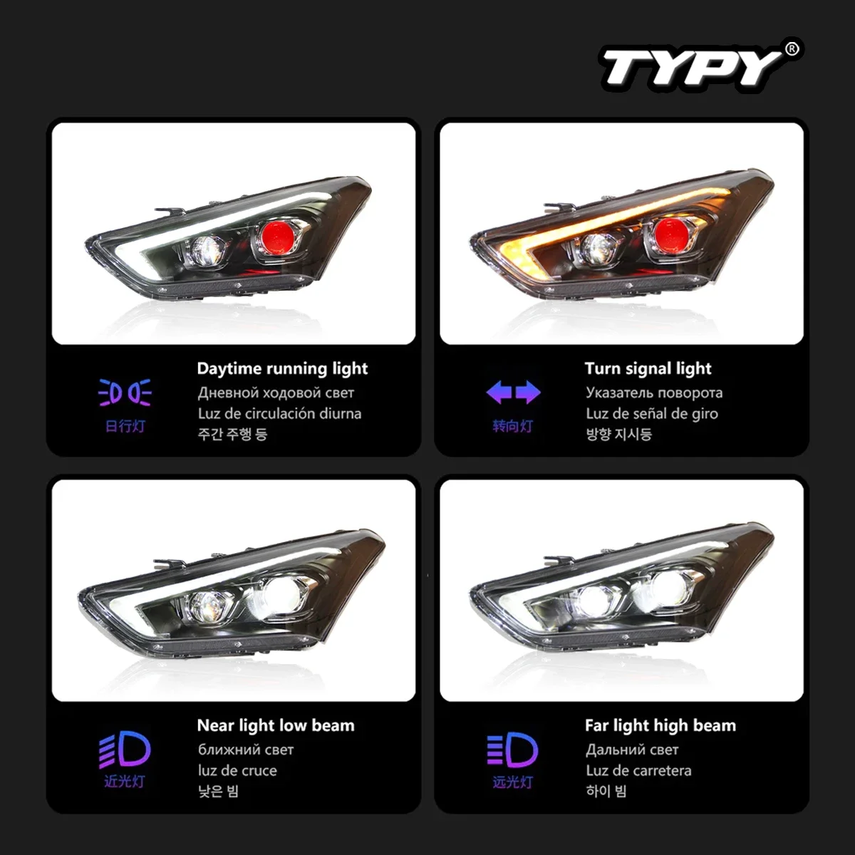 TYPT 자동차 헤드라이트, 현대 미스트라 2017-2019 LED 자동차 램프, 주간 주행등, 자동차 액세서리, 플러그 앤 플레이