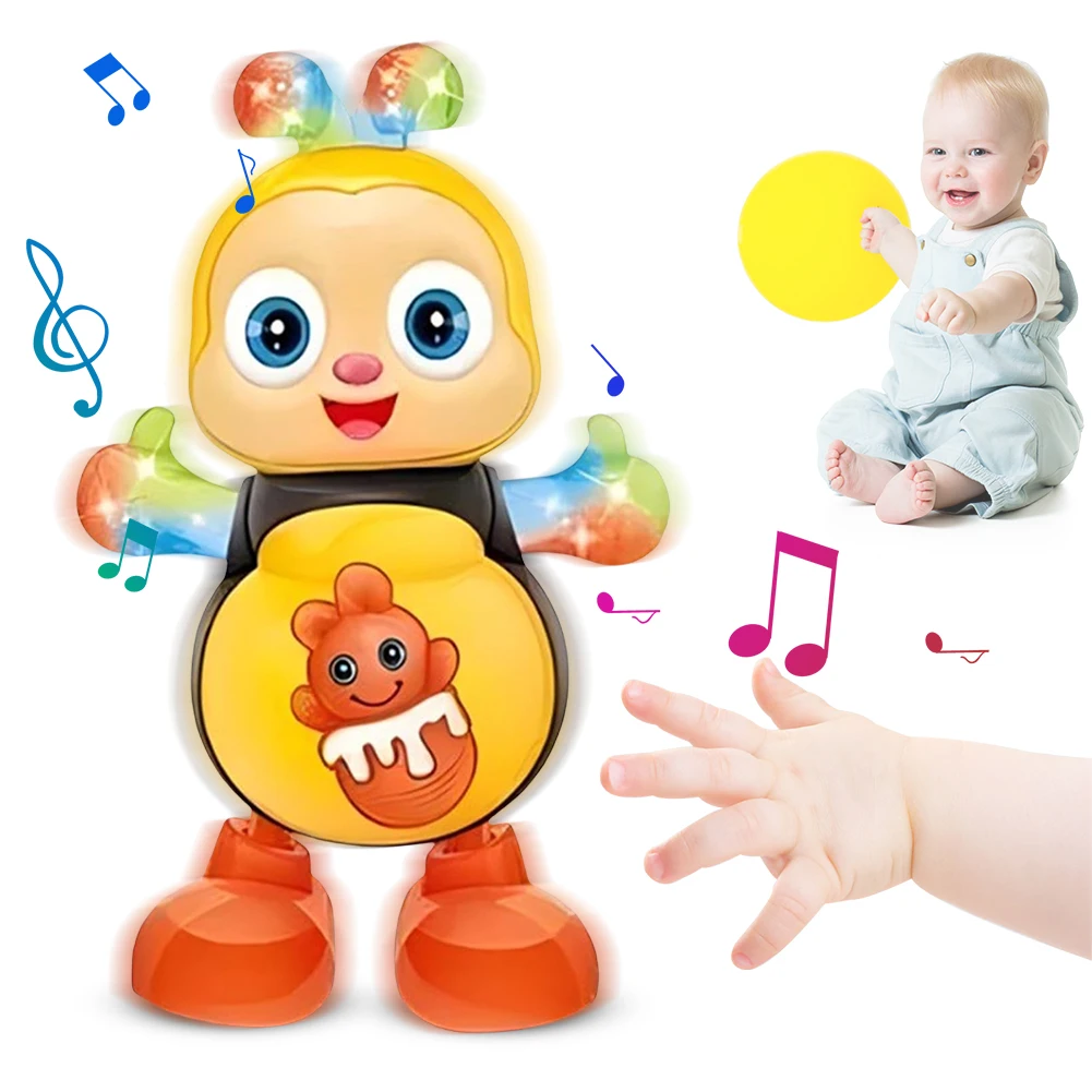 Dancing Bee Electric Toys with Musical and Lights Electronic Cartoon Bee Preschool Learning Toys Dancing Animal Bee Singing Toy