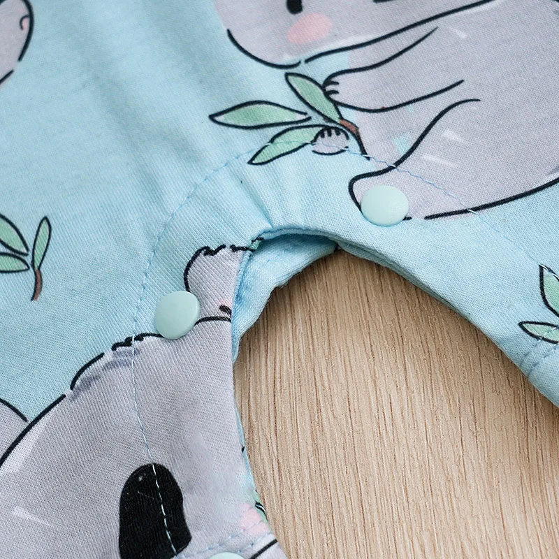 Newborn Baby Clothes blue koala-Print Fashion Infant Jumpsuit Toddler Short Sleeve One-piece Pajamas Boy Bodysuit Summer Romper