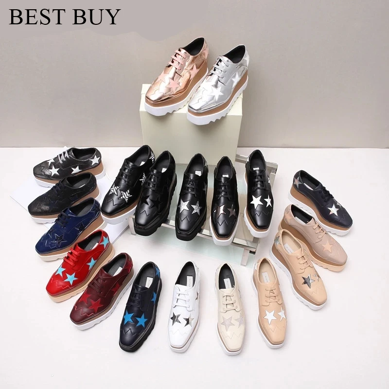 

Women's 2024 Summer Black patent leather Platform Loafers Casual Pumps Gothic Wedges High Heels Height increasing Shoes Footwear