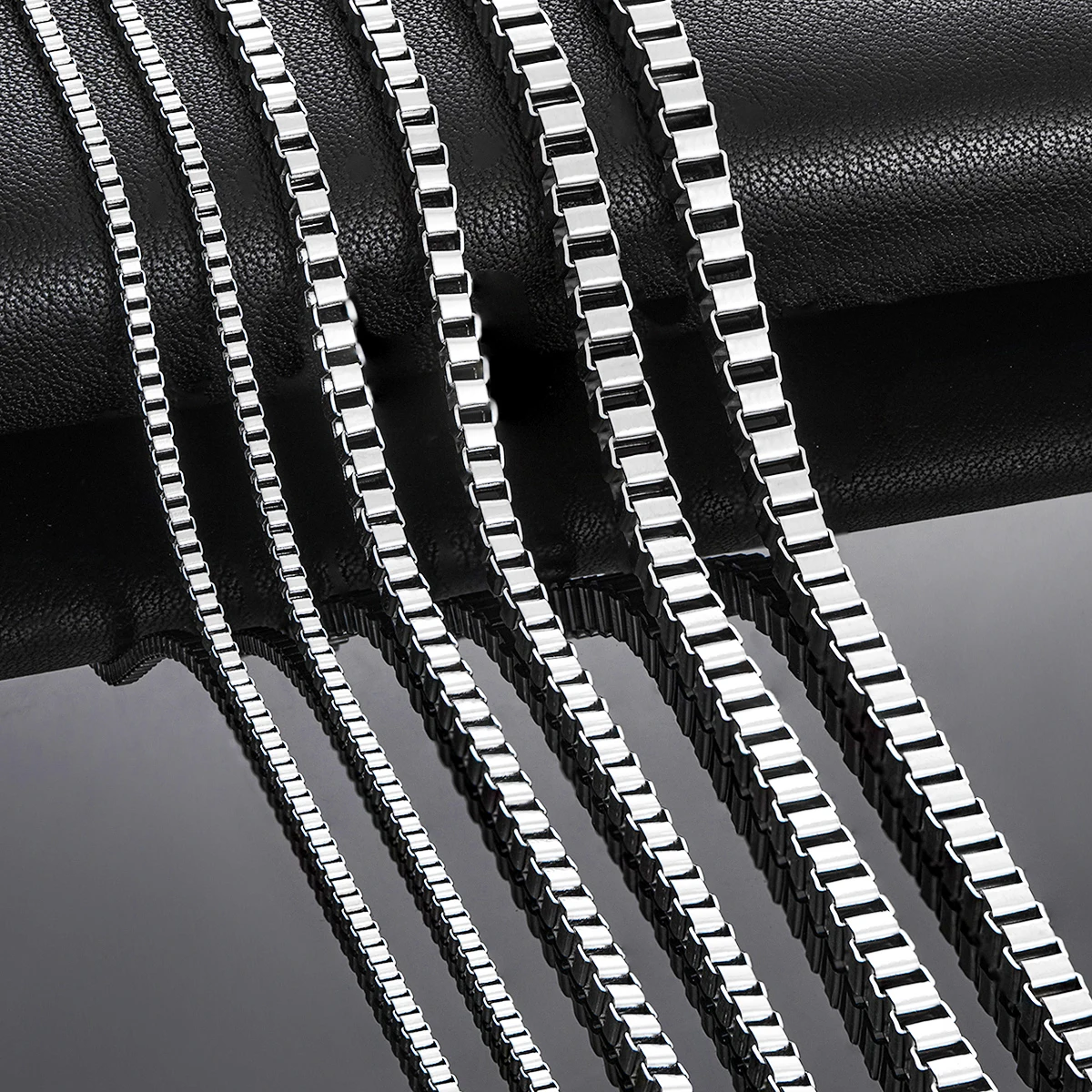 Hip Hop 2mm/3mm/4mm Thickness Box Link Chain Stainless Steel Classical Punk Style Necklace for Men Women Jewelry 14 to 40 Inches