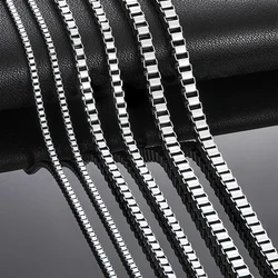 Hip Hop 2mm/3mm/4mm Thickness Box Link Chain Stainless Steel Classical Punk Style Necklace for Men Women Jewelry 14 to 40 Inches