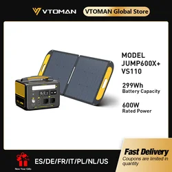 VTOMAN JUMP600X with 110W Solar Panel included,600W 299Wh LiFePO4 Portable Power Station with Solar Charger for Camp