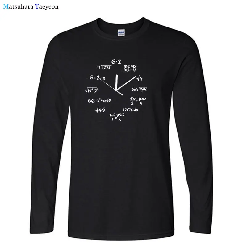 Autumn New Tshirt Math Clock Print T Shirt Men Autumn New Funny TShirt Casual Long Sleeve O-neck T Shirt for Men Cool Tee Shirt