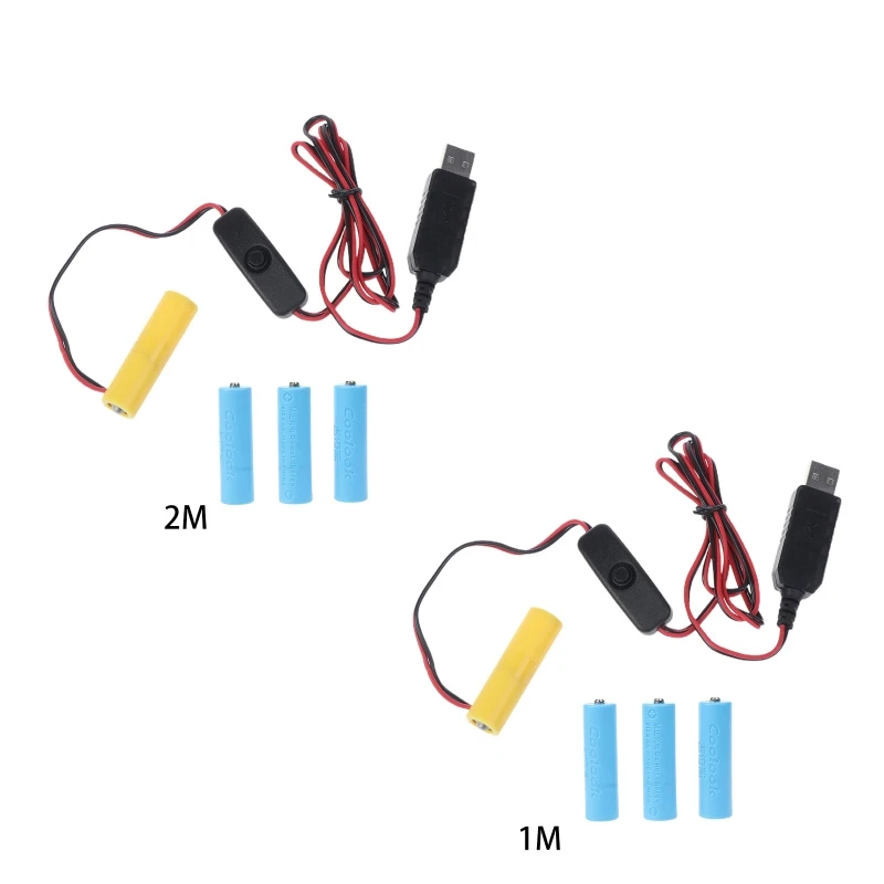 USB to for DC Cable for AA Battery, USB Power Supply Cable with Switch Replace 4pcs 1.5V AA LR6 AM3 Batteries for Drop Shipping