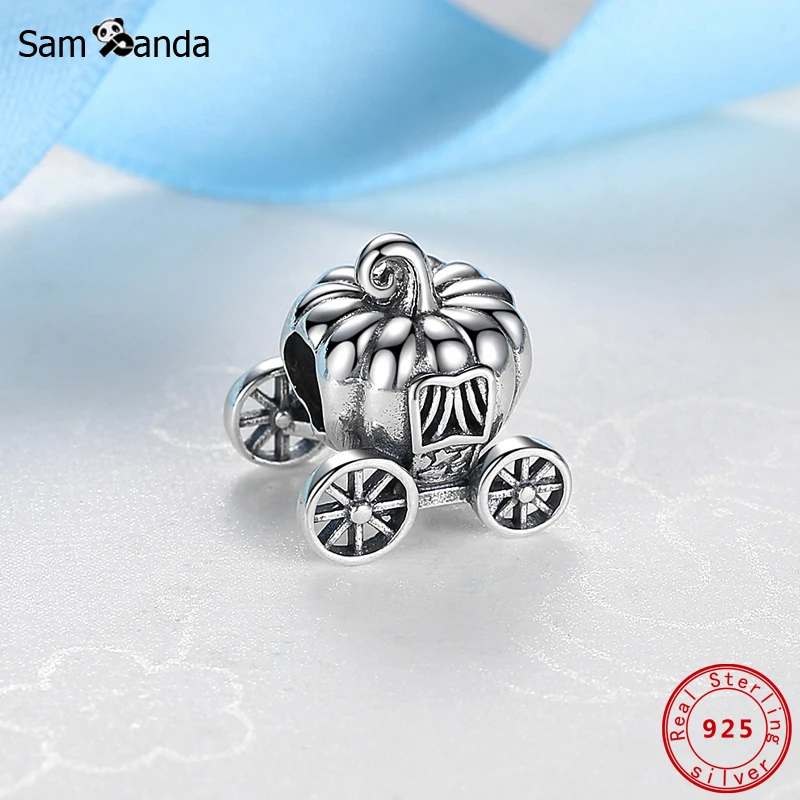 925 Sterling Silver Bead Charm Fit Pandora Bracelets Pumpkin Carriage Charms Halloween Gift DIY Women Diy Jewelry